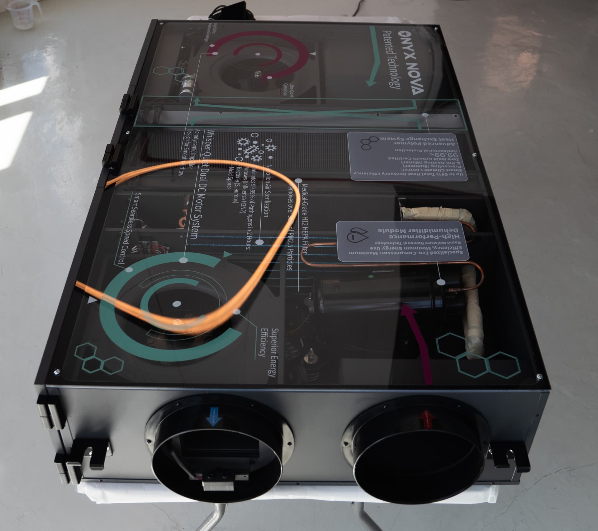 ONYX Aero 70 fresh-air, energy-recovery and dehumidification unit.